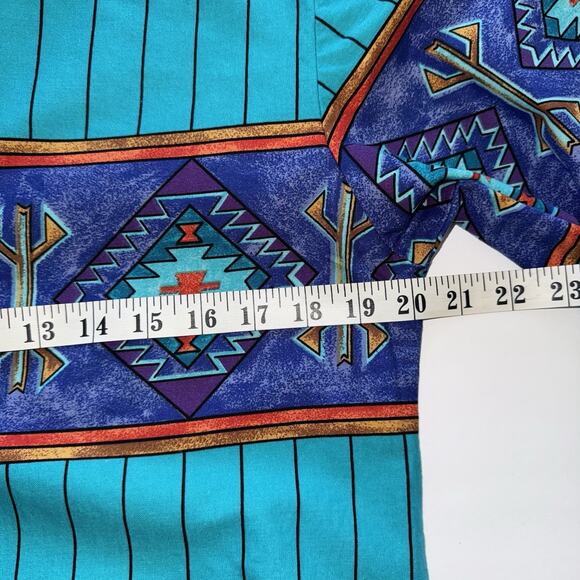 Roper Womens Turquoise Aztec Southwestern Button Up Cowgirl Western Shirt Medium - Picture 7 of 9
